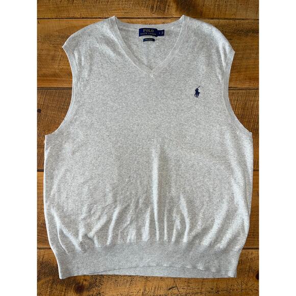 Mens Polo Ralph Lauren Gray‎ Pima Cotton Super Soft Sweater Vest Size Large - Picture 1 of 6